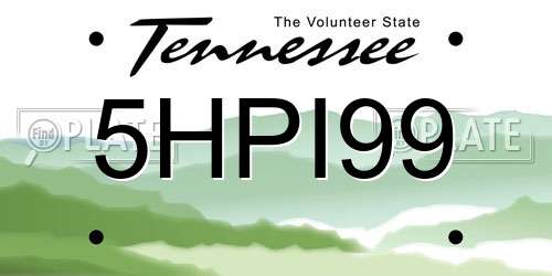 5HPI99 Tennessee License Plate