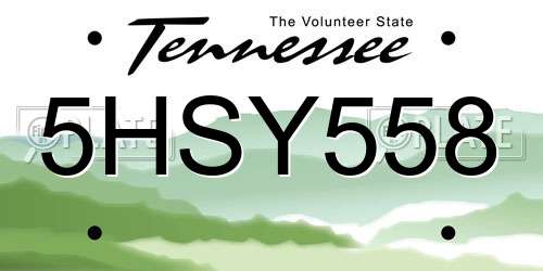 5HSY558 Tennessee License Plate