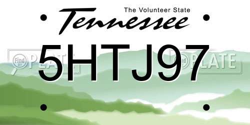 5HTJ97 Tennessee License Plate