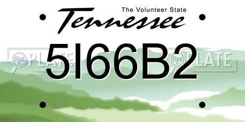 5I66B2 Tennessee License Plate