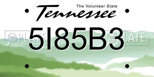 5I85B3 Tennessee License Plate