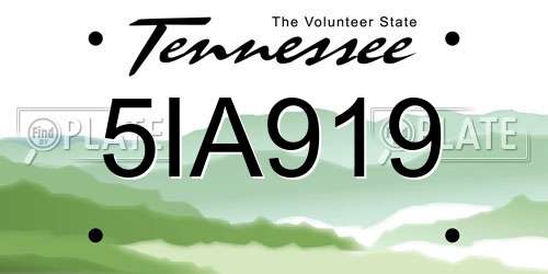 5IA919 Tennessee License Plate