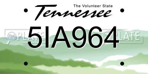 5IA964 Tennessee License Plate