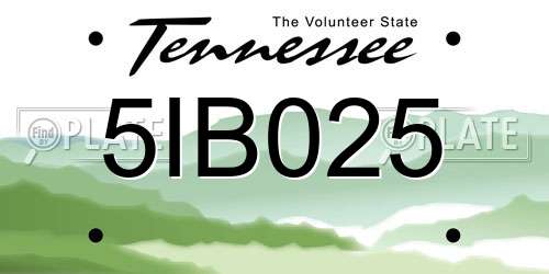 5IB025 Tennessee License Plate