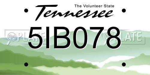 5IB078 Tennessee License Plate