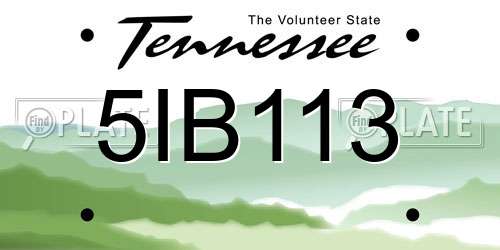 5IB113 Tennessee License Plate