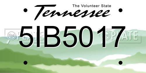 5IB5017 Tennessee License Plate