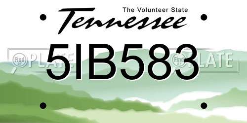 5IB583 Tennessee License Plate