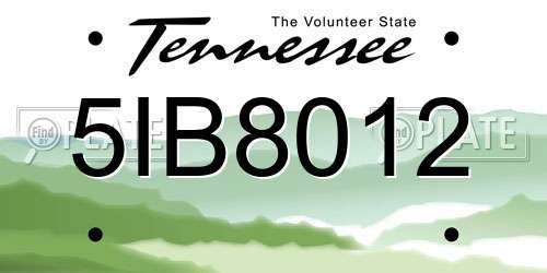 5IB8012 Tennessee License Plate