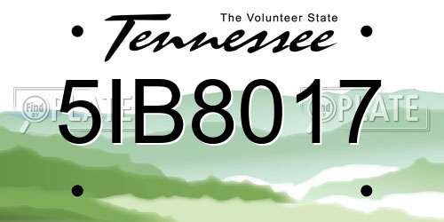 5IB8017 Tennessee License Plate