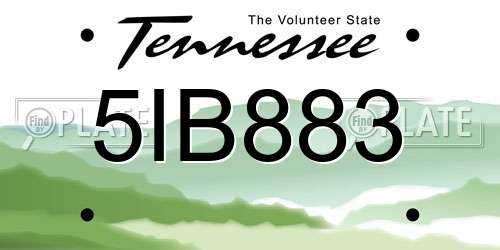 5IB883 Tennessee License Plate