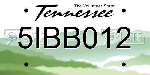 5IBB012 Tennessee License Plate