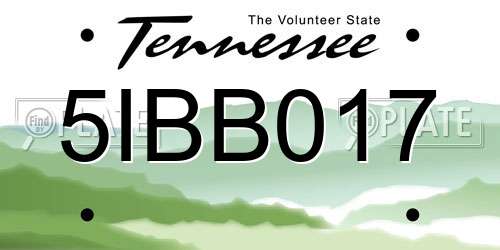 5IBB017 Tennessee License Plate