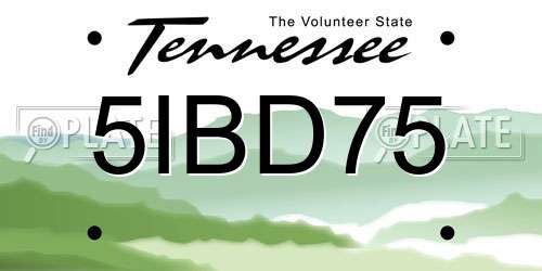 5IBD75 Tennessee License Plate