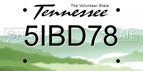 5IBD78 Tennessee License Plate