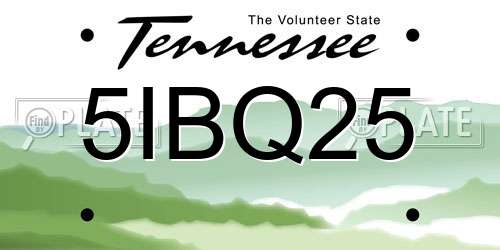 5IBQ25 Tennessee License Plate