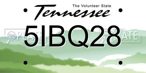 5IBQ28 Tennessee License Plate