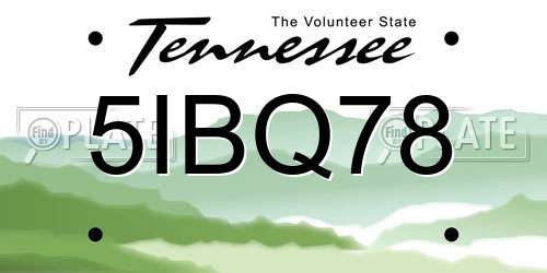 5IBQ78 Tennessee License Plate
