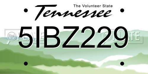5IBZ229 Tennessee License Plate