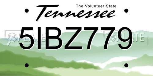 5IBZ779 Tennessee License Plate