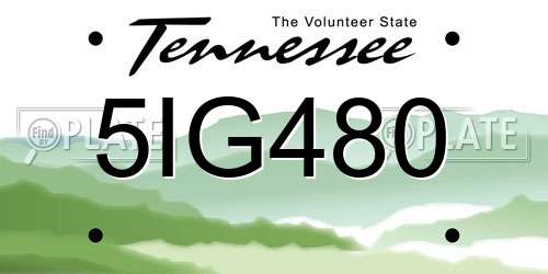 5IG480 Tennessee License Plate