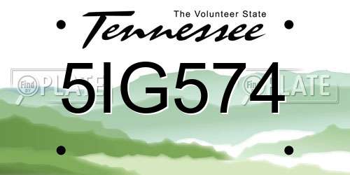 5IG574 Tennessee License Plate