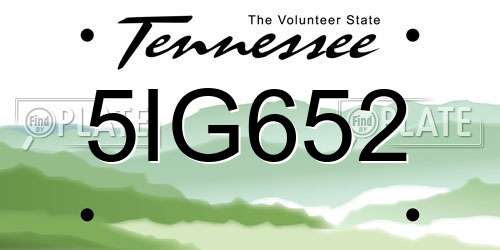 5IG652 Tennessee License Plate