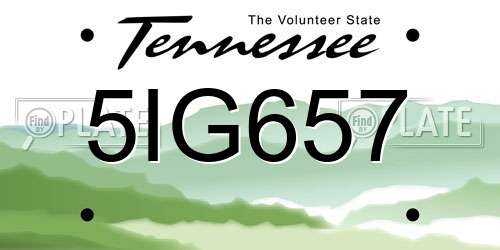 5IG657 Tennessee License Plate