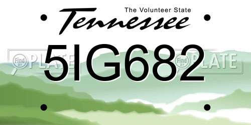 5IG682 Tennessee License Plate