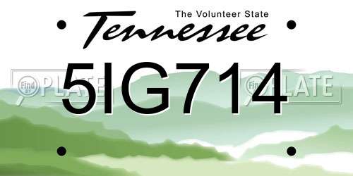 5IG714 Tennessee License Plate