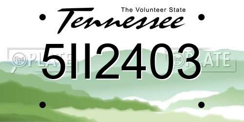 5II2403 Tennessee License Plate