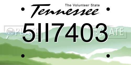 5II7403 Tennessee License Plate
