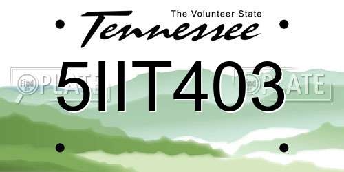 5IIT403 Tennessee License Plate