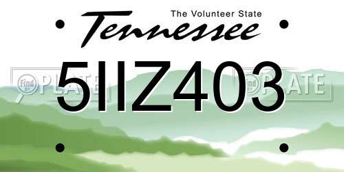 5IIZ403 Tennessee License Plate