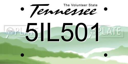5IL501 Tennessee License Plate