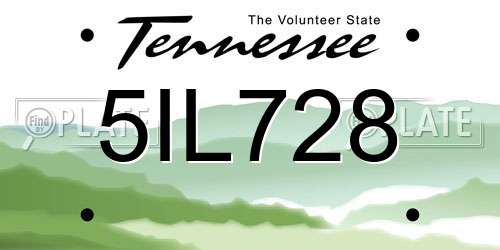 5IL728 Tennessee License Plate