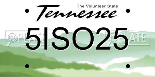 5ISO25 Tennessee License Plate