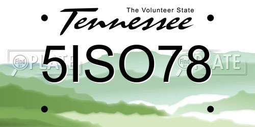 5ISO78 Tennessee License Plate