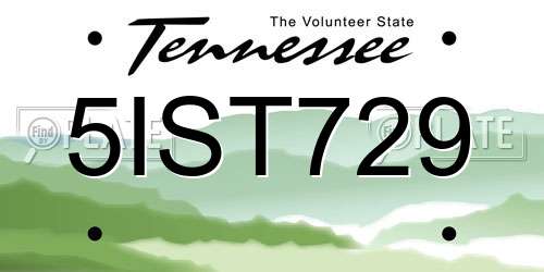 5IST729 Tennessee License Plate