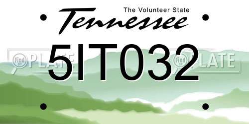 5IT032 Tennessee License Plate