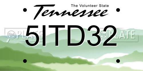 5ITD32 Tennessee License Plate