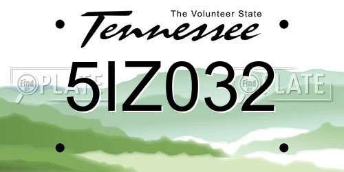 5IZ032 Tennessee License Plate