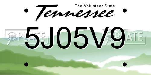 5J05V9 Tennessee License Plate