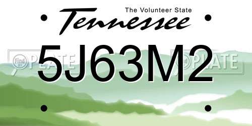 5J63M2 Tennessee License Plate