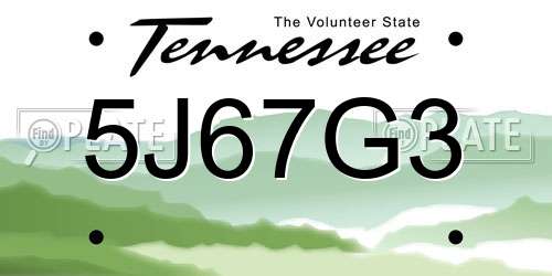 5J67G3 Tennessee License Plate