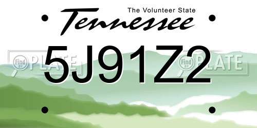 5J91Z2 Tennessee License Plate