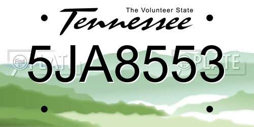 5JA8553 Tennessee License Plate
