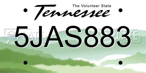 5JAS883 Tennessee License Plate