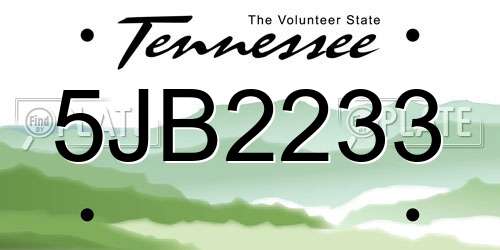 5JB2233 Tennessee License Plate