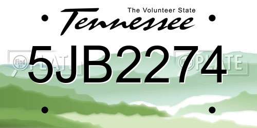 5JB2274 Tennessee License Plate
